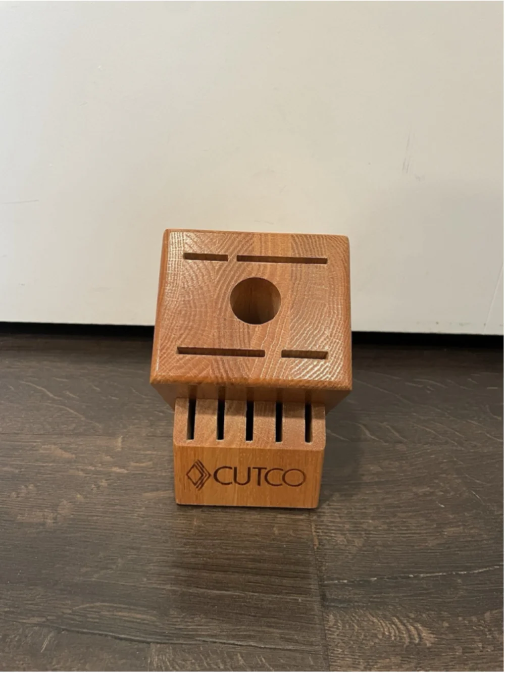 Cutco 10 Slot Knife Block Honey Oak Wood Made In USA Knives